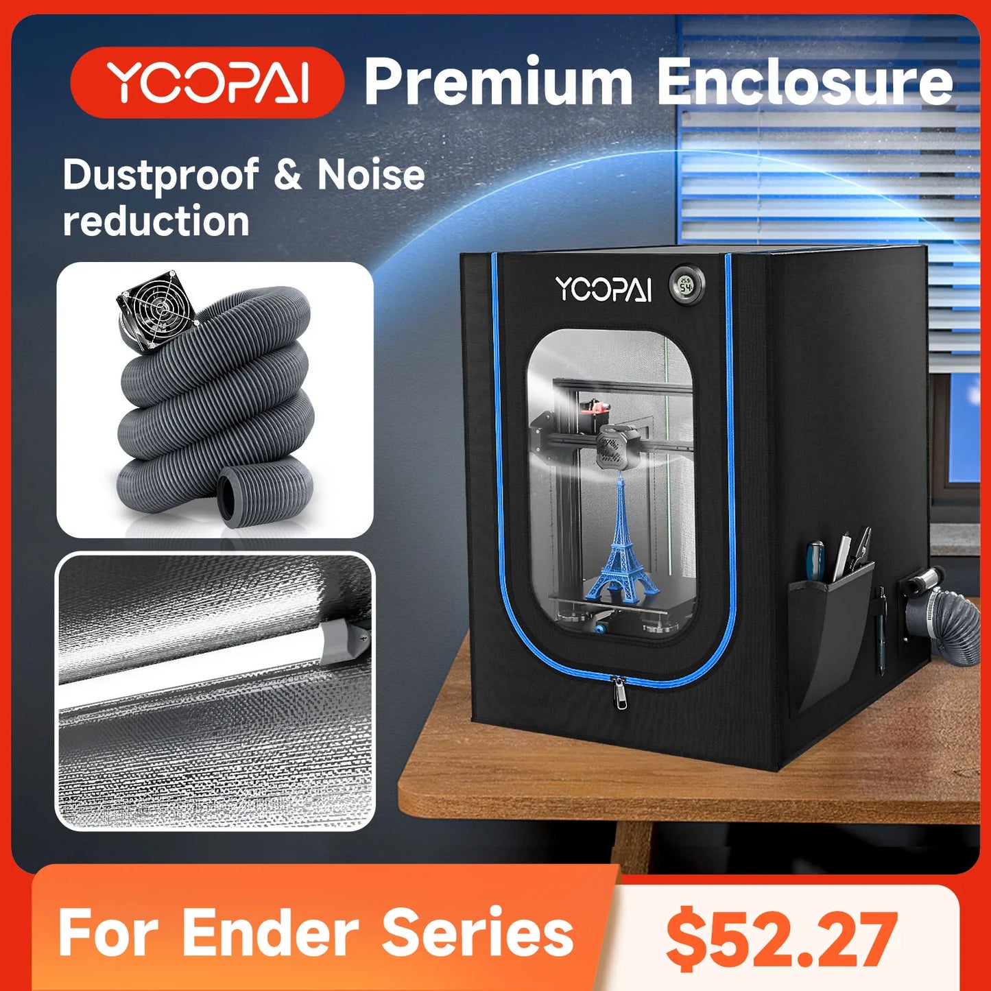 YOOPAI 3D Printer Enclosure With LED Thermo Hygrometer