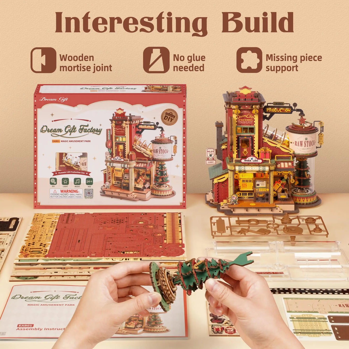 Robotime Dream Gift Factory Wooden Puzzle With Light Music