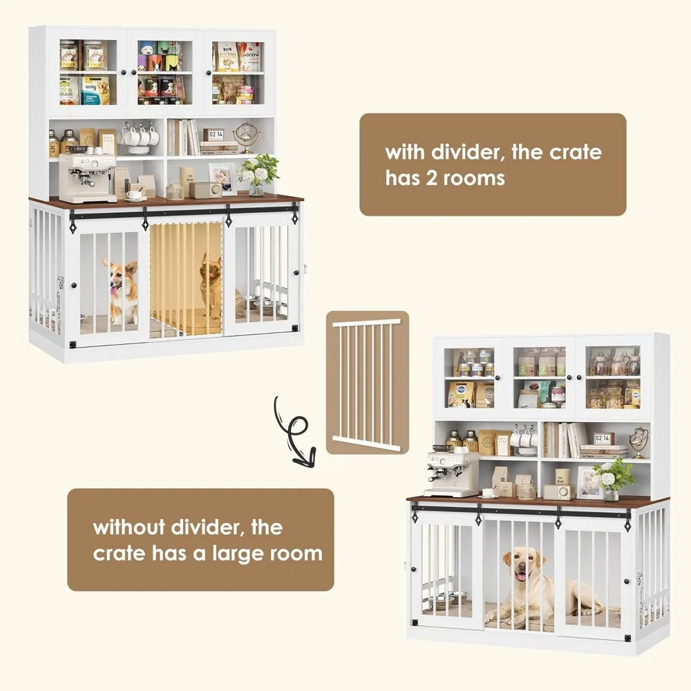DAFIFY Dog Crate Furniture With Divider And Four Doors