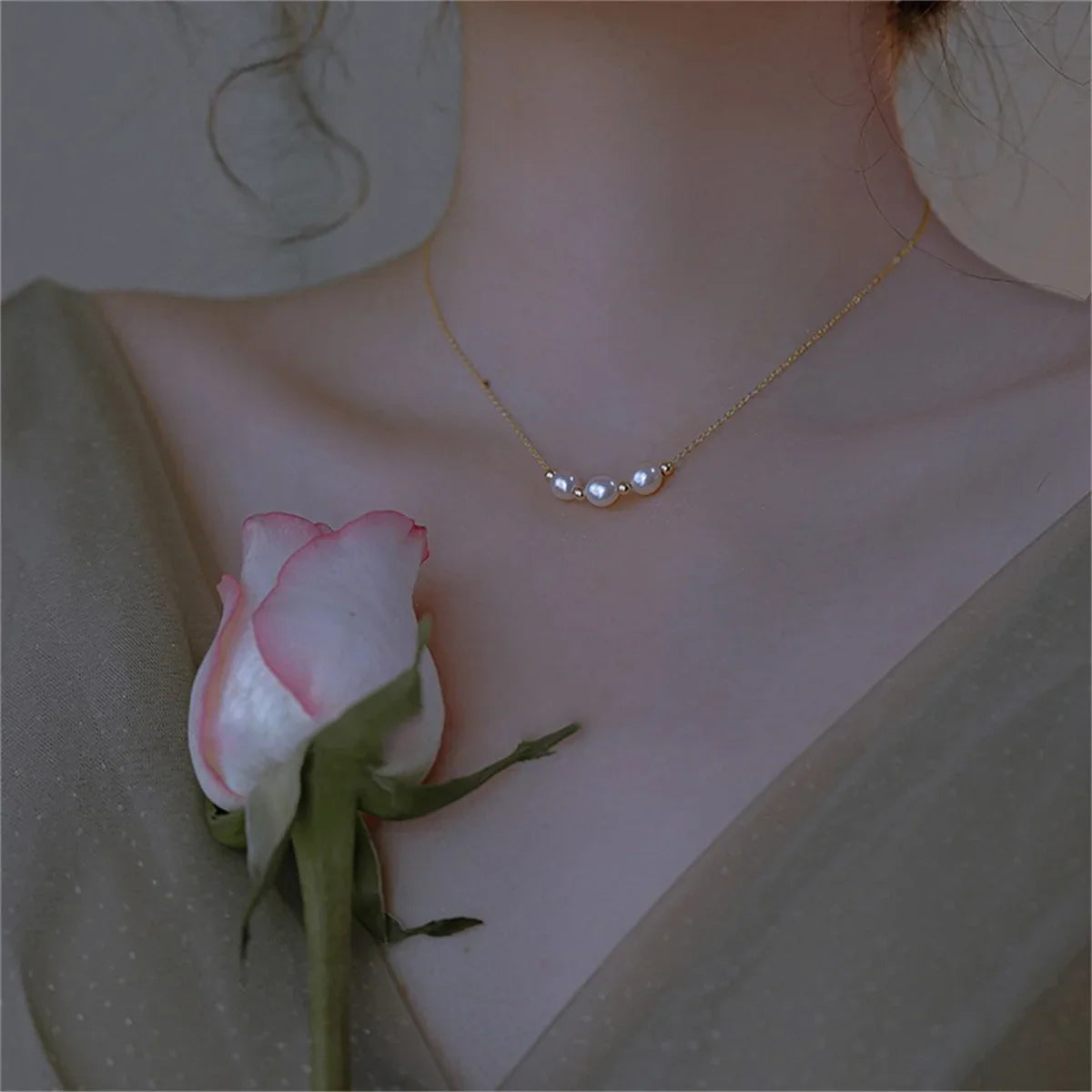 Rinhoo Pearl Tassel Necklace For Women Minimalist Jewelry