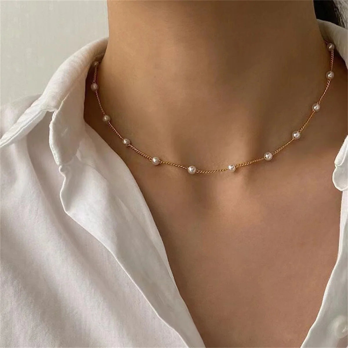 Rinhoo Pearl Tassel Necklace For Women Minimalist Jewelry