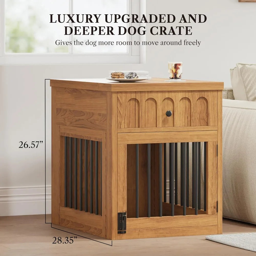 Hign-concerned Dog Crate Furniture End Table With Drawer