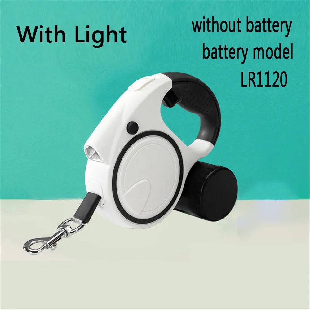 CN Retractable Dog Leash With LED Lights And Bag Dispenser