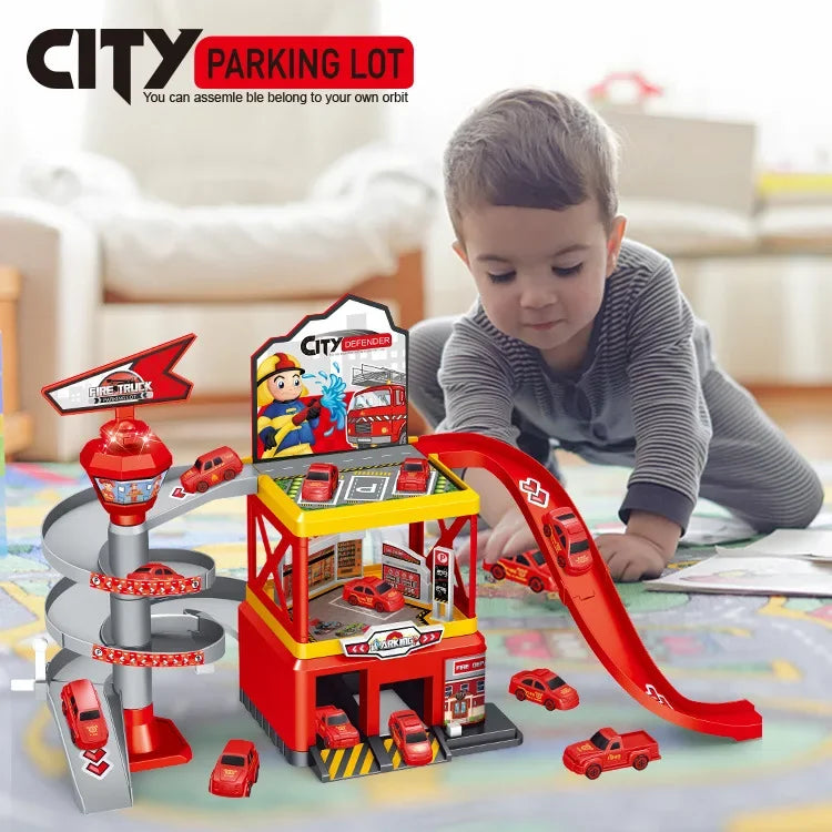 Railway Car Parking Kits DIY Race Track Cars Toy Set