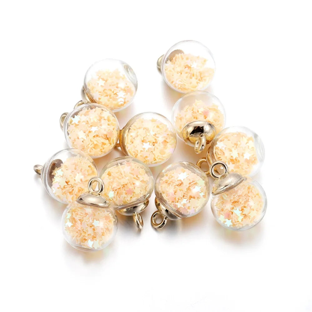 St.kunkkaCharms Glass Ball Star Charms 10Pcs DIY Jewelry