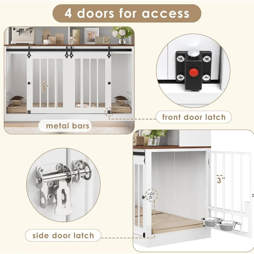 DAFIFY Dog Crate Furniture With Divider And Four Doors