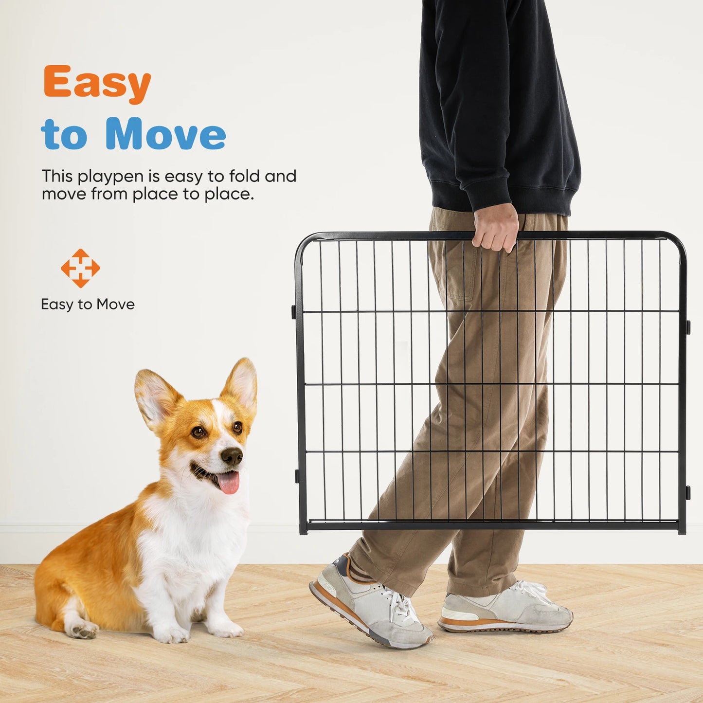 JHK Dog Playpen Indoor Outdoor Fence With Doors Heavy Duty