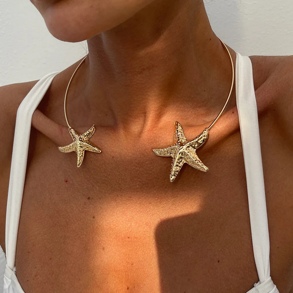 KMVEXO Ocean Starfish Necklace For Women Boho Jewelry