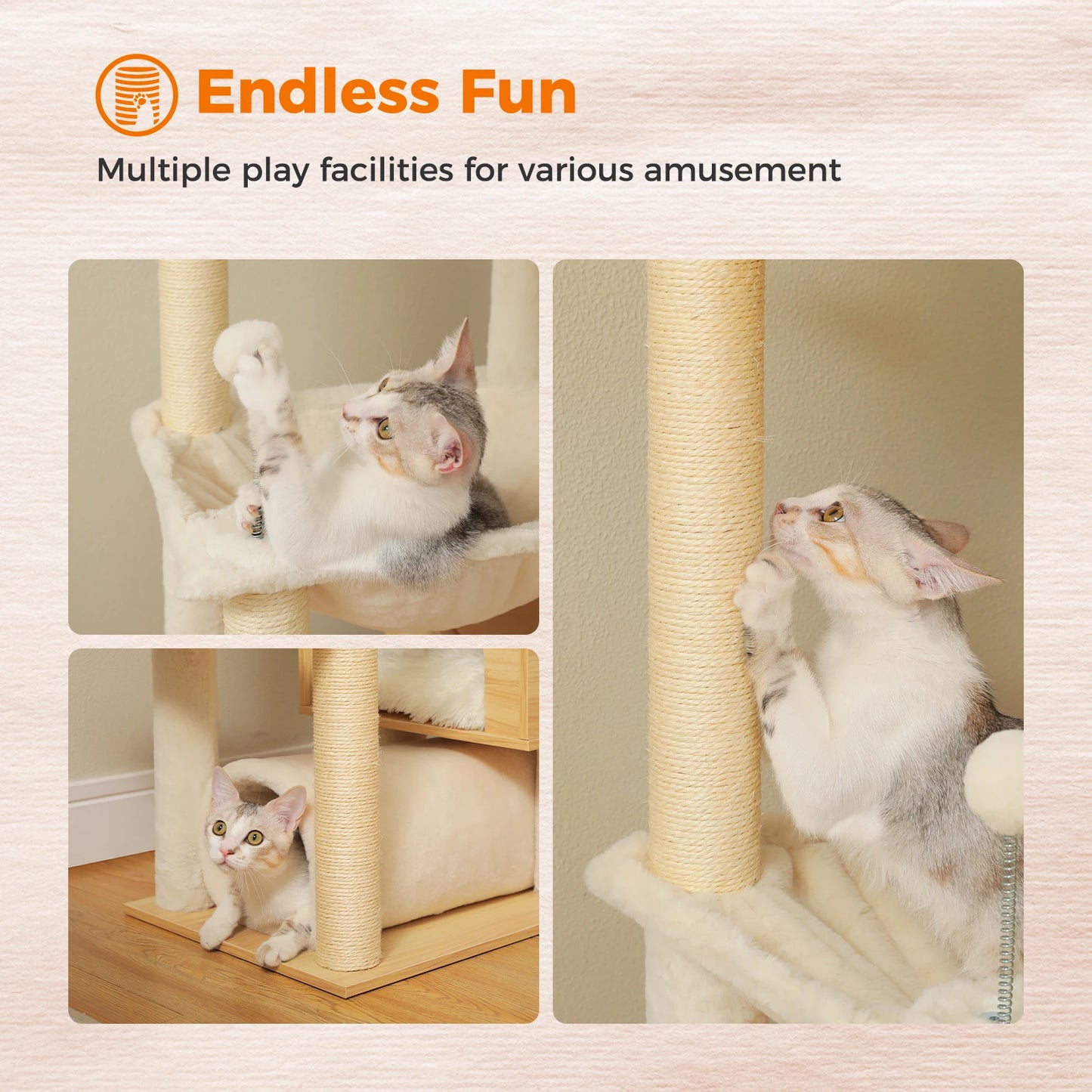 PAWZ Road Height Adjustable Wooden Cat Tree Hammock