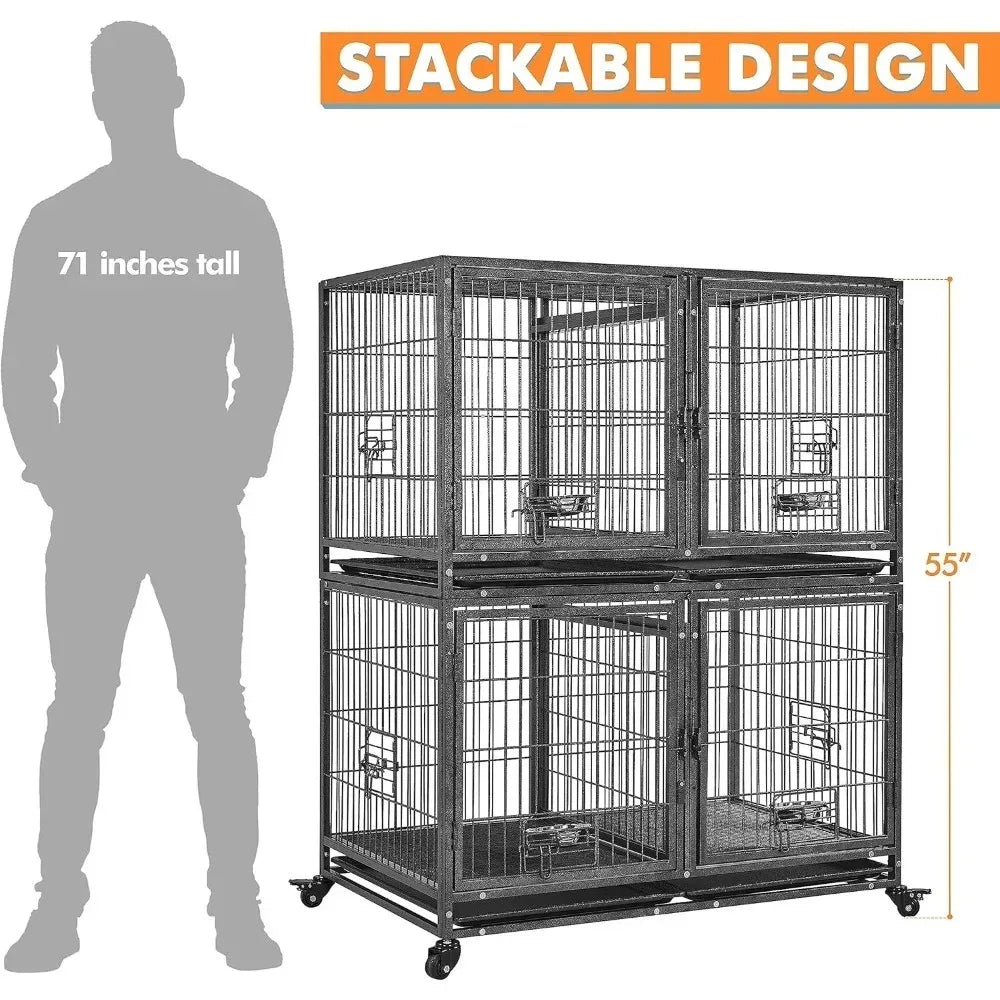 Yaheetech Stackable Dog Crate With Divider Heavy Duty Cage