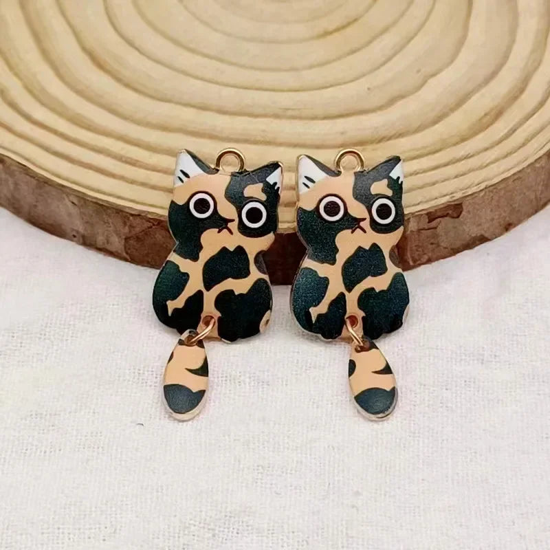 Charms Enamel Cat Charms for Jewelry Making Pendants