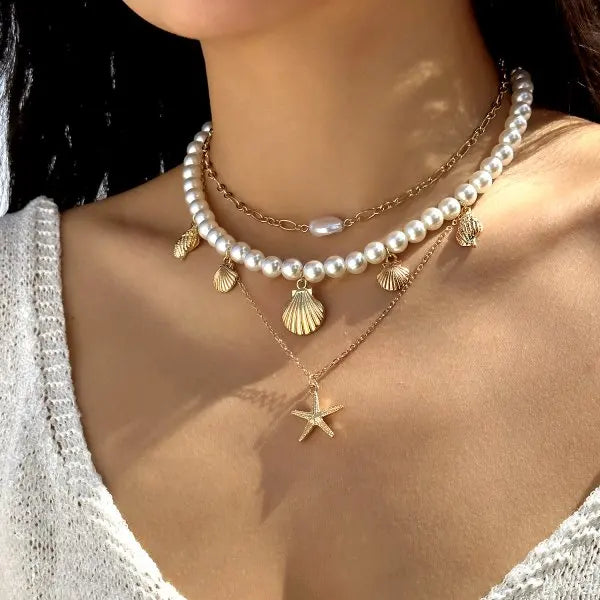 Rinhoo Pearl Tassel Necklace For Women Minimalist Jewelry