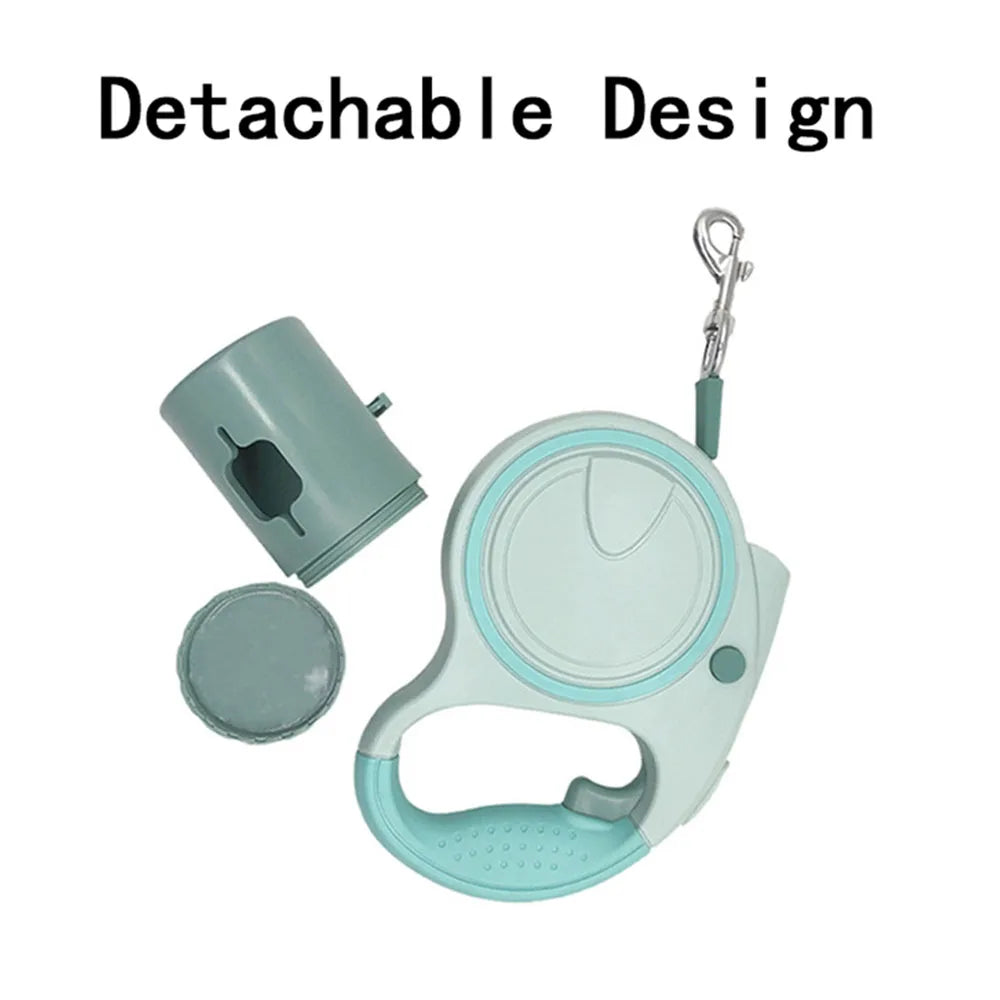 CN Retractable Dog Leash With LED Lights And Bag Dispenser