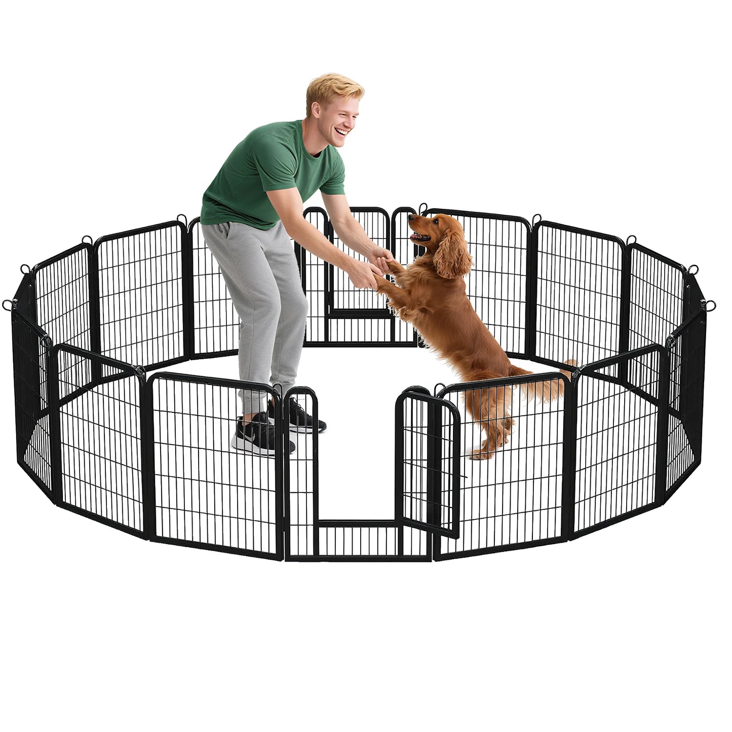 PEQULTI Heavy Duty Metal Puppy Playpen Indoor Outdoor Use