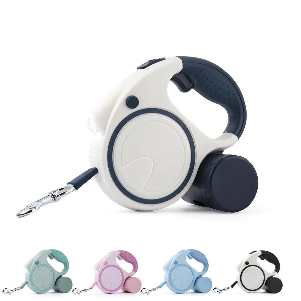 CN Retractable Dog Leash With LED Lights And Bag Dispenser