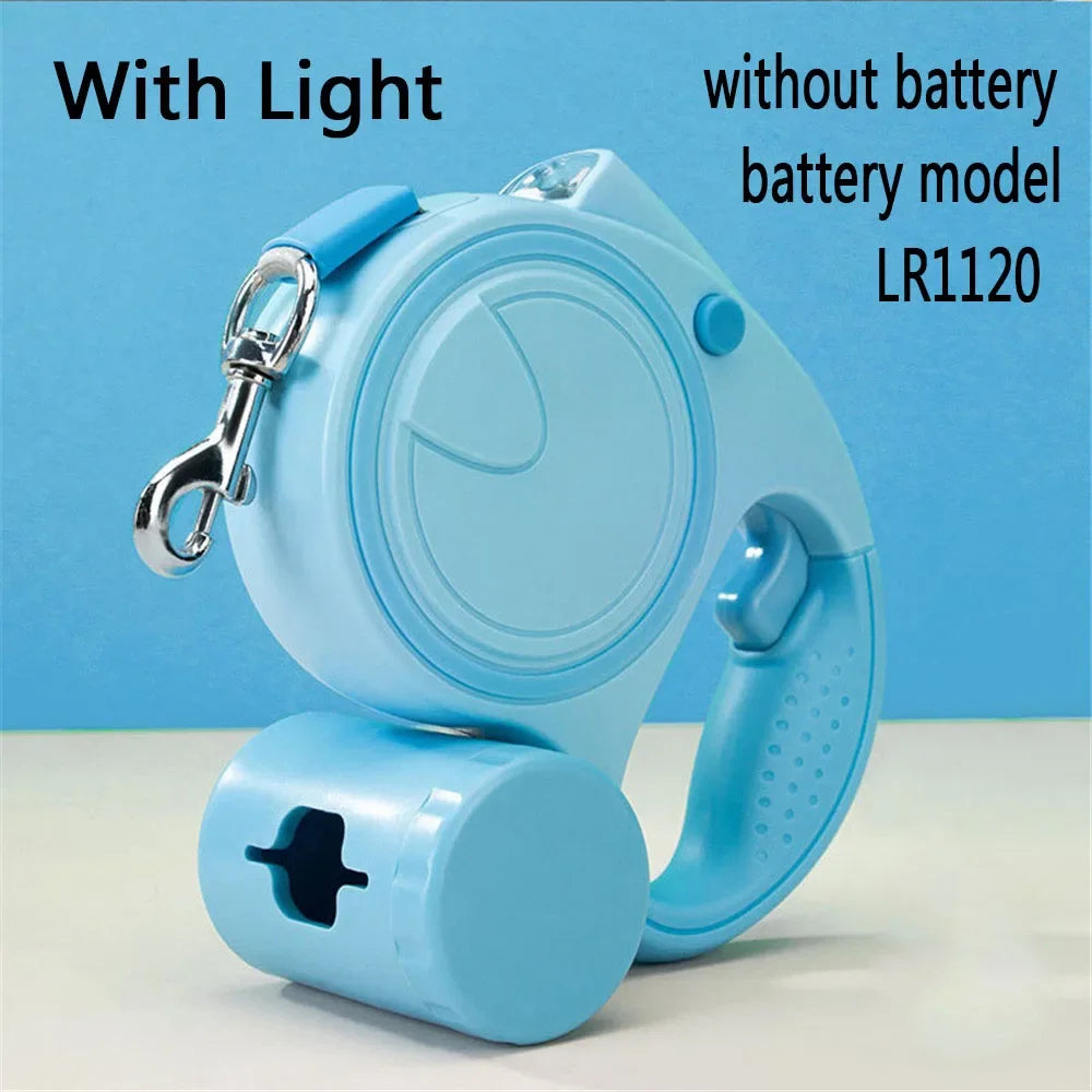 CN Retractable Dog Leash With LED Lights And Bag Dispenser