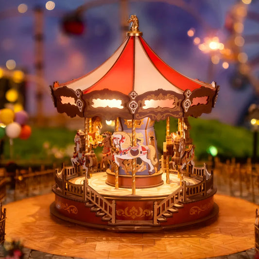 Robotime Rolife Carousel Music Box 3D Puzzle With Light