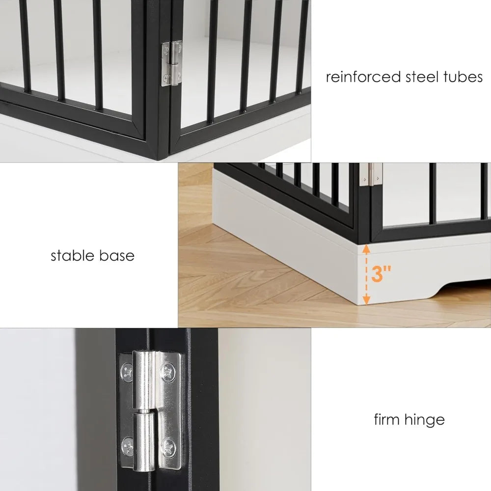 DAFIFY Wooden Dog Crate Kennel Double Doors And Drawers
