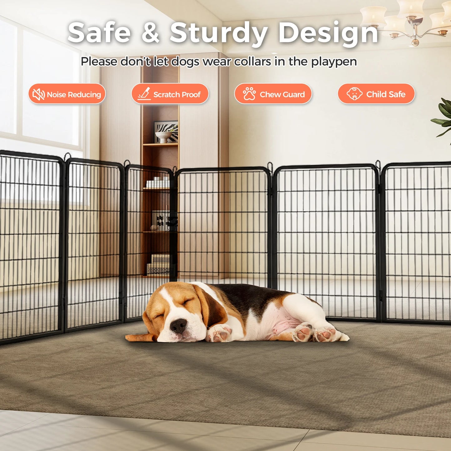 PEQULTI Heavy Duty Metal Puppy Playpen Indoor Outdoor Use