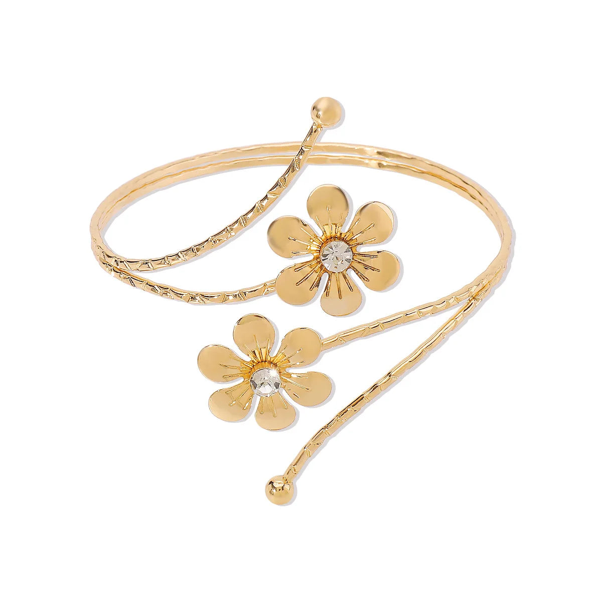 KMVEXO Punk Metal Leaves Flower Cuff Bracelet For Women