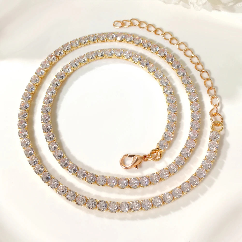 Caraquet Cursive Initial Necklace Cubic Zirconia Chain