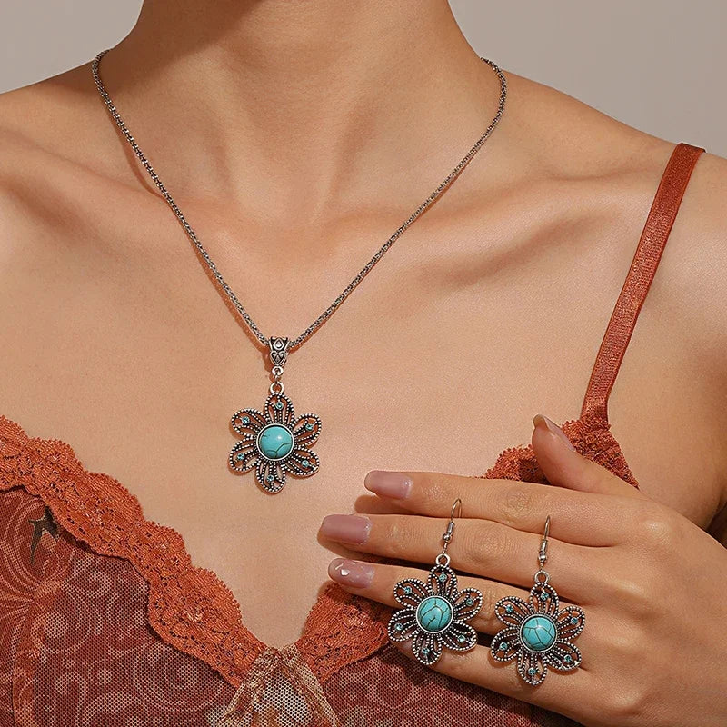 Lovbeafas Vintage Bohemian Hollow Geometric Jewelry Set