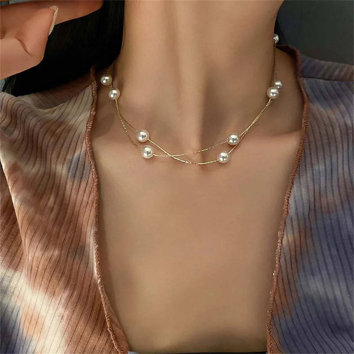 Rinhoo Pearl Tassel Necklace For Women Minimalist Jewelry