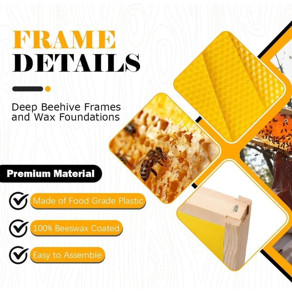 XMSJ Beehive Frames With Waxed Foundation Unassembled