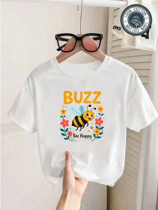 Clothing Bee And Floral Pattern Cotton T Shirt For Kids