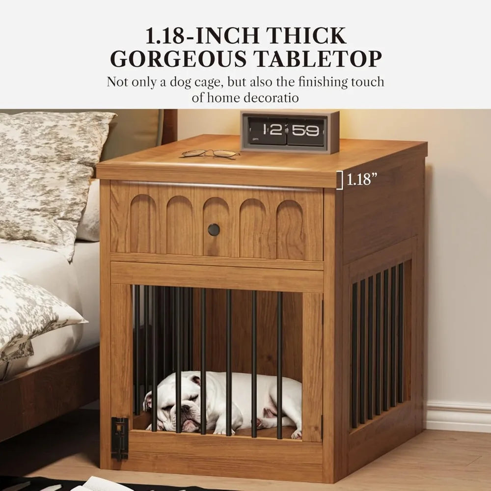Hign-concerned Dog Crate Furniture End Table With Drawer