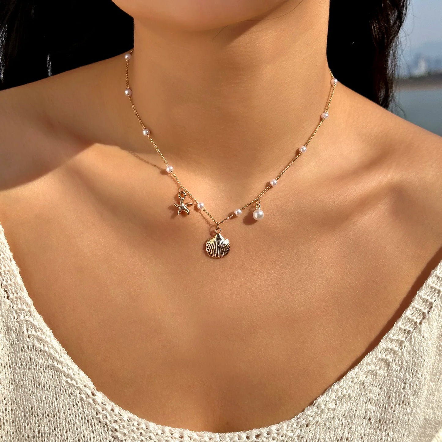 Rinhoo Pearl Tassel Necklace For Women Minimalist Jewelry