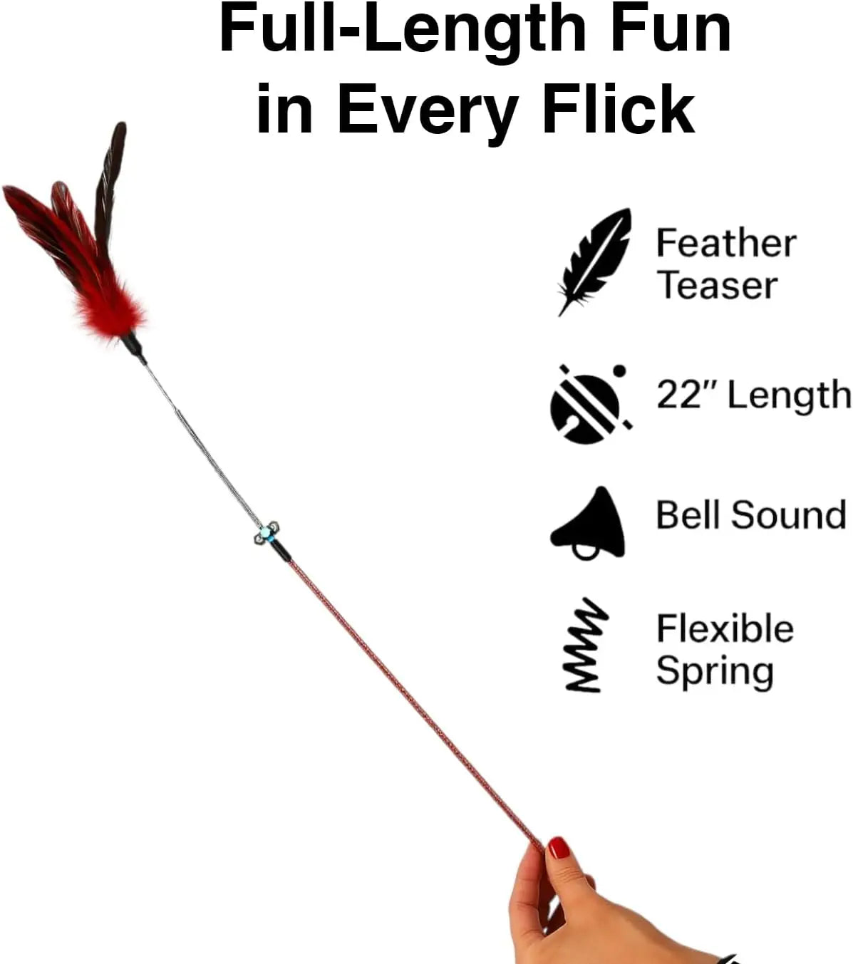 Cat Feather Wand Toy 5 Piece Interactive Set For Cats