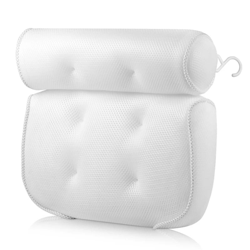 Feature Breathable 3D Mesh Bath Pillow Neck Back Support