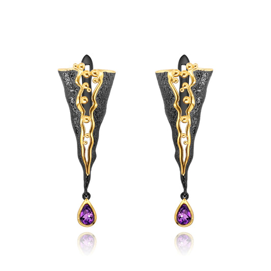GEM'S BALLET 925 Sterling Silver Amethyst Drop Earrings
