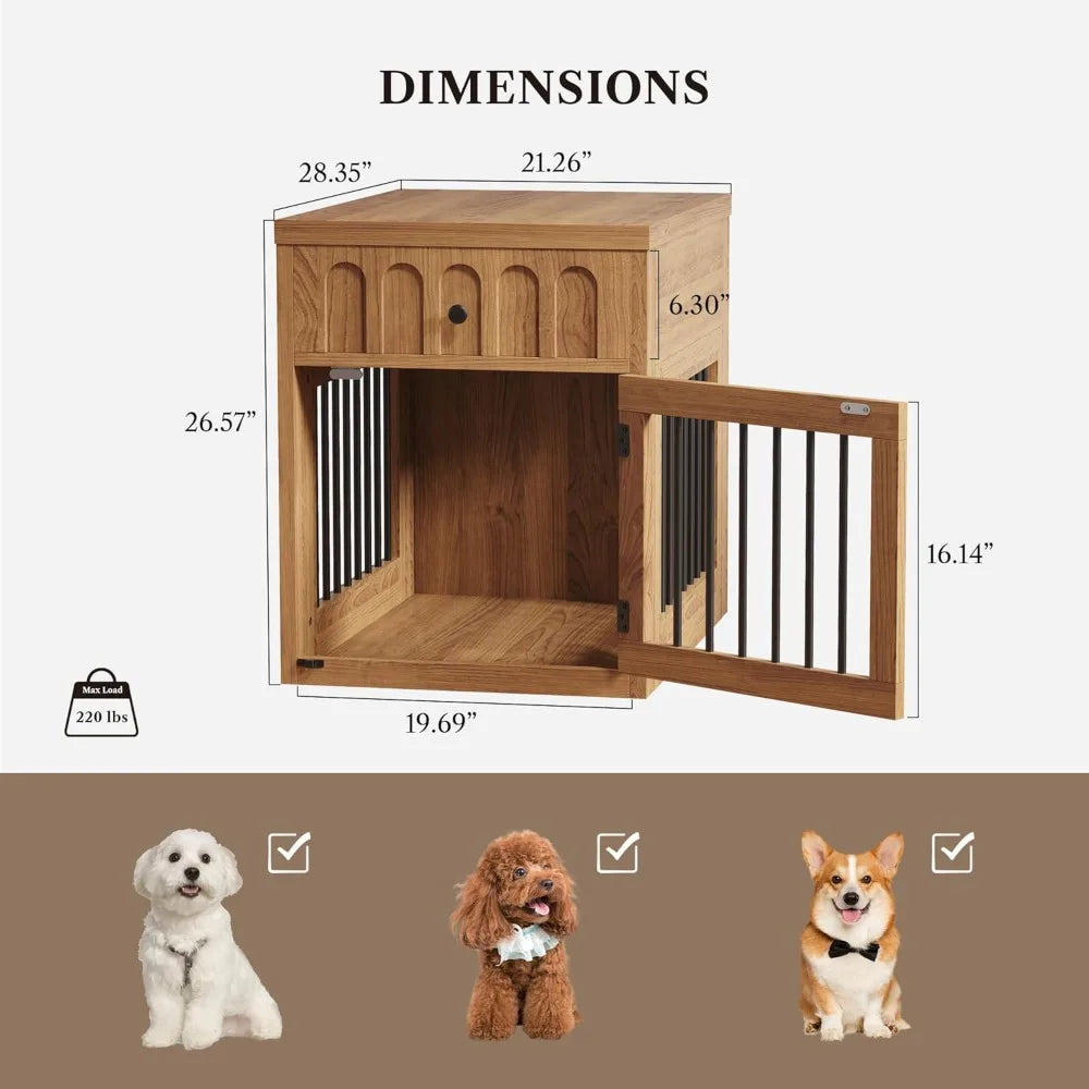 Hign-concerned Dog Crate Furniture End Table With Drawer