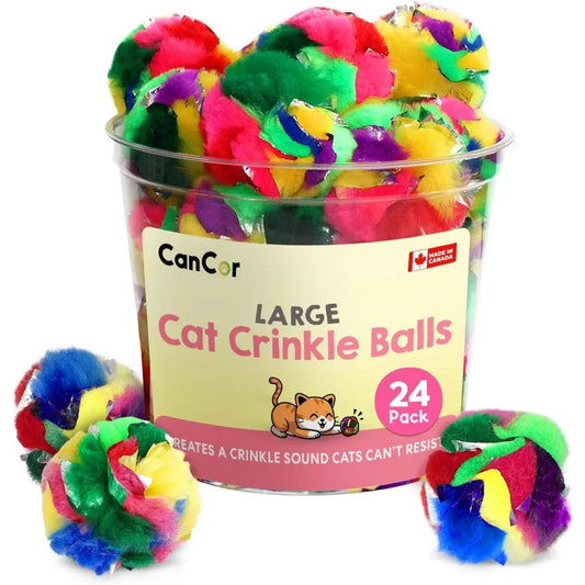 Hign-concerned Cat Crinkle Balls 24 Pack Indoor Toy Safer