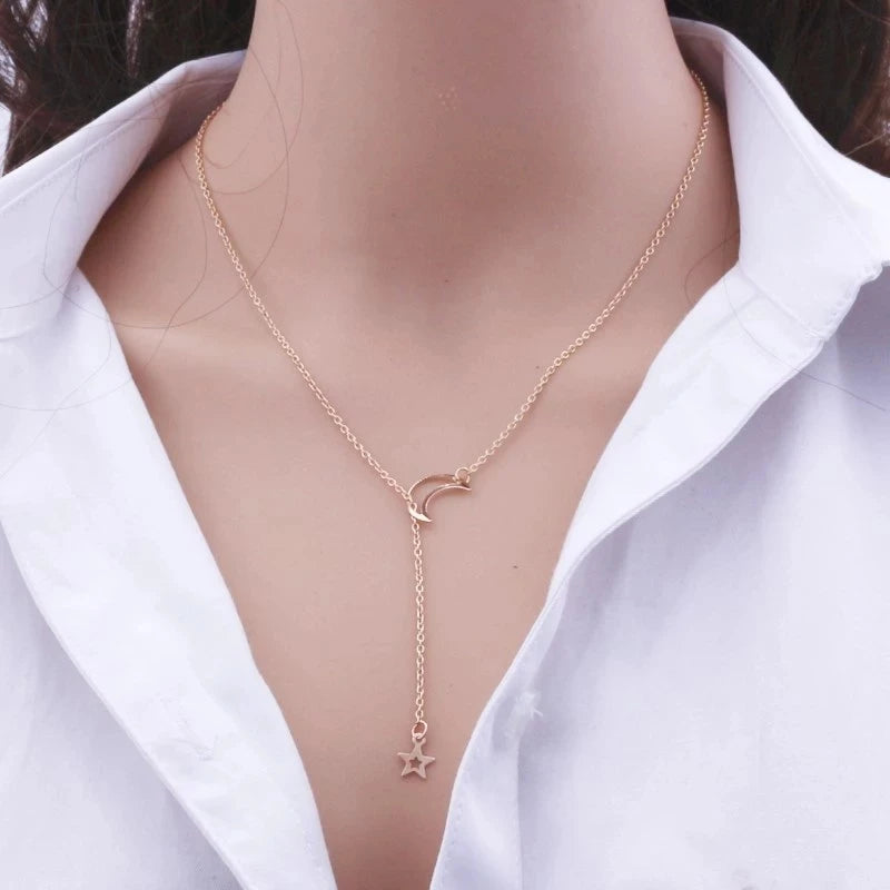 Zhenshecai Moon Star Pendant Necklace For Women Jewelry