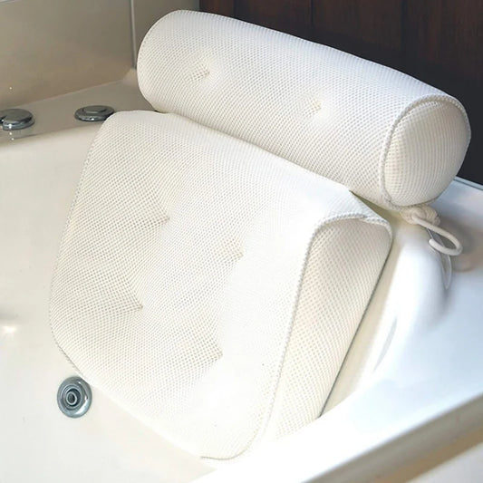 Feature Breathable 3D Mesh Bath Pillow Neck Back Support