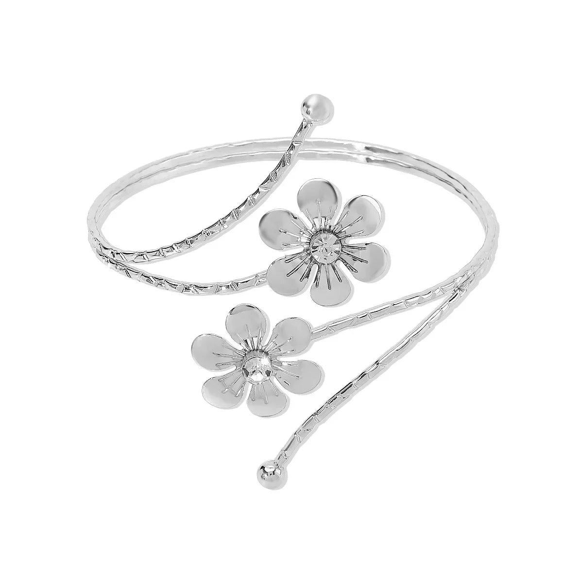 KMVEXO Punk Metal Leaves Flower Cuff Bracelet For Women