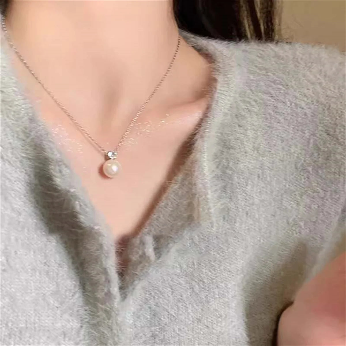 Rinhoo Pearl Tassel Necklace For Women Minimalist Jewelry