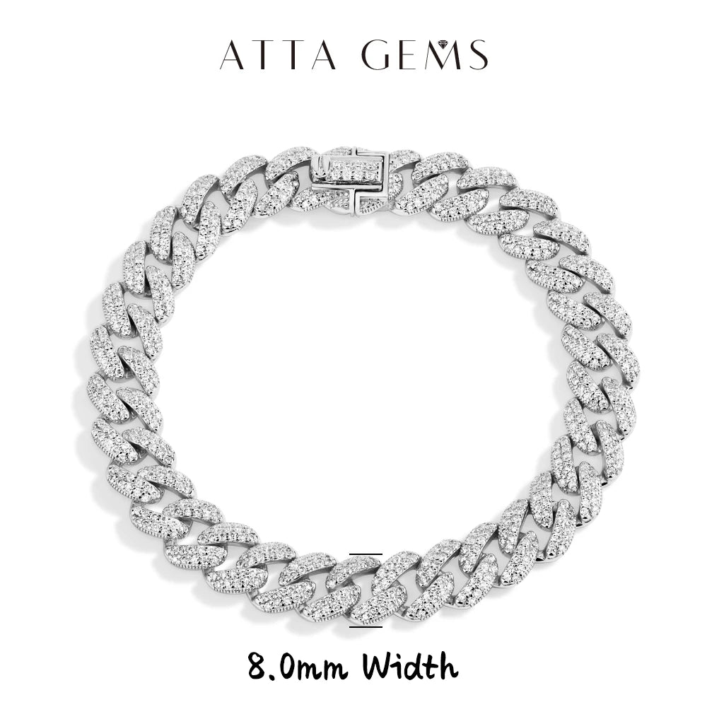 Attagems Moissanite Cuba Chain S925 Silver Bracelet