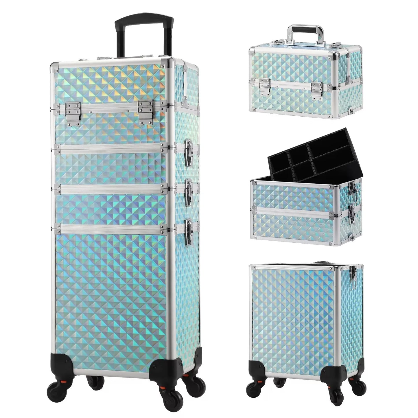 Maxulene Makeup Trolley Case 4 In 1 Alloy Rolling Salon