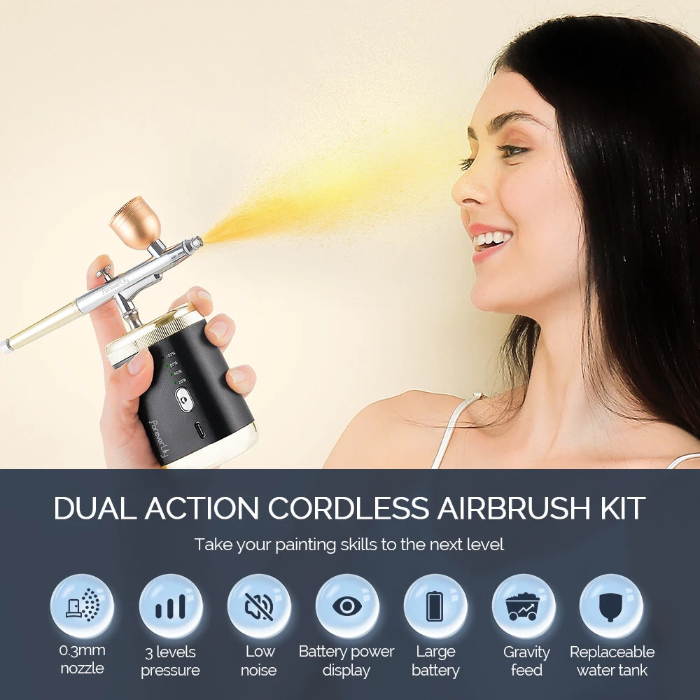 Foreverlily Portable Airbrush Kit 30Psi 3 Levels USB Nails