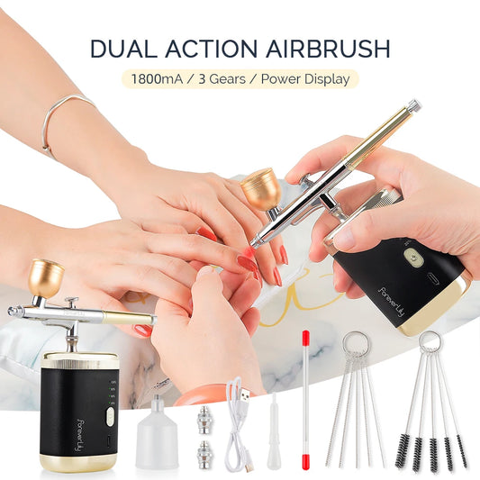 Foreverlily Portable Airbrush Kit 30Psi 3 Levels USB Nails