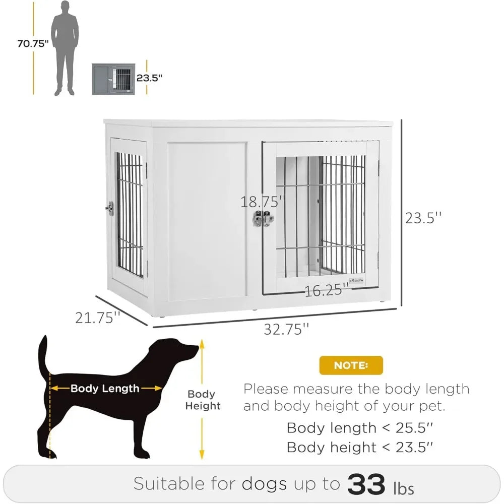 HUANZHUANG Dog Crate Furniture Wire Kennel End Table Doors