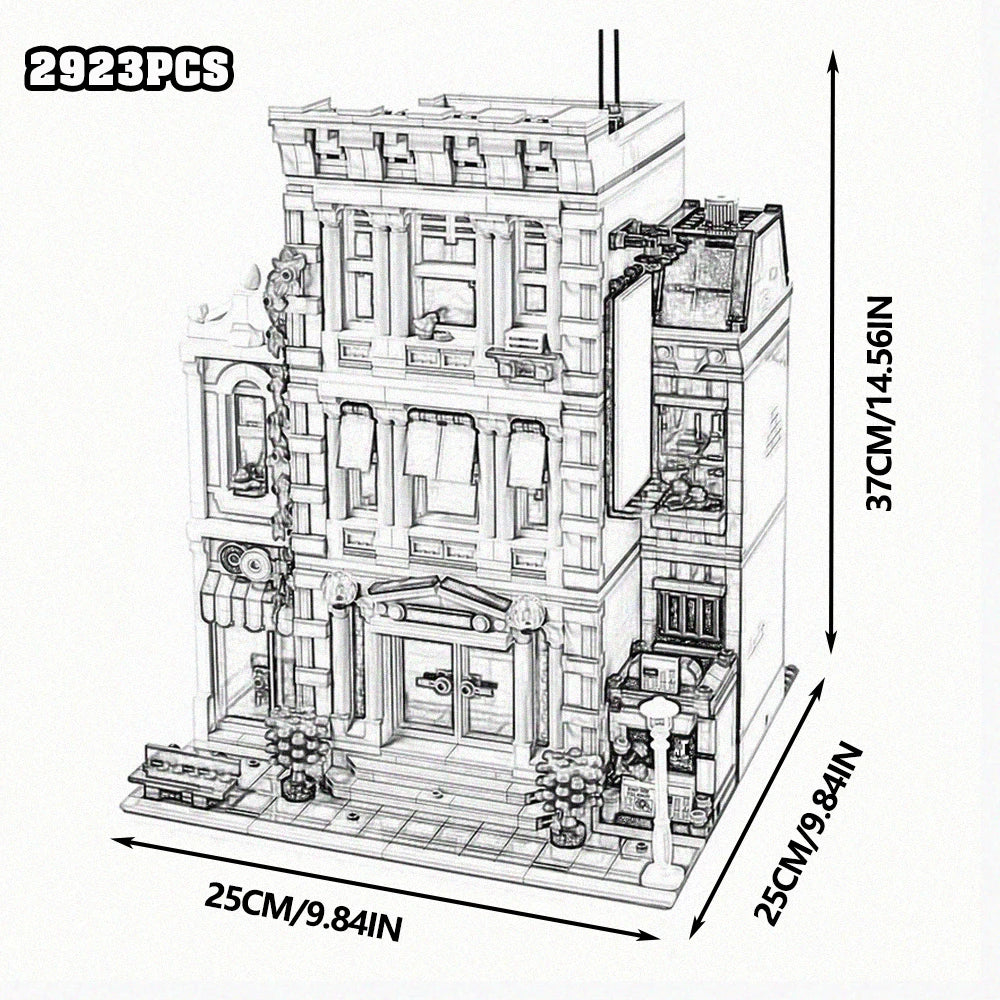 Creative Expert Brick Bank Cafe Corner MOC Building Blocks