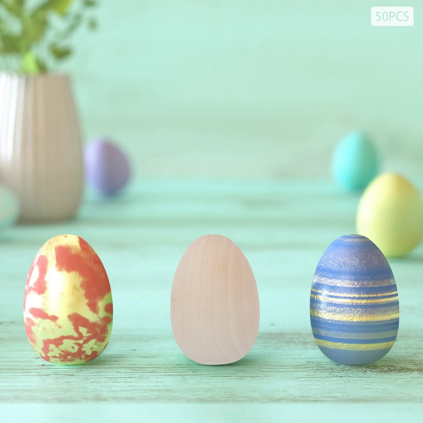 Hign-concerned Premium Wood Easter Eggs Craft Kit 50 Pieces