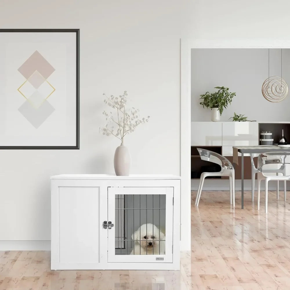 HUANZHUANG Dog Crate Furniture Wire Kennel End Table Doors