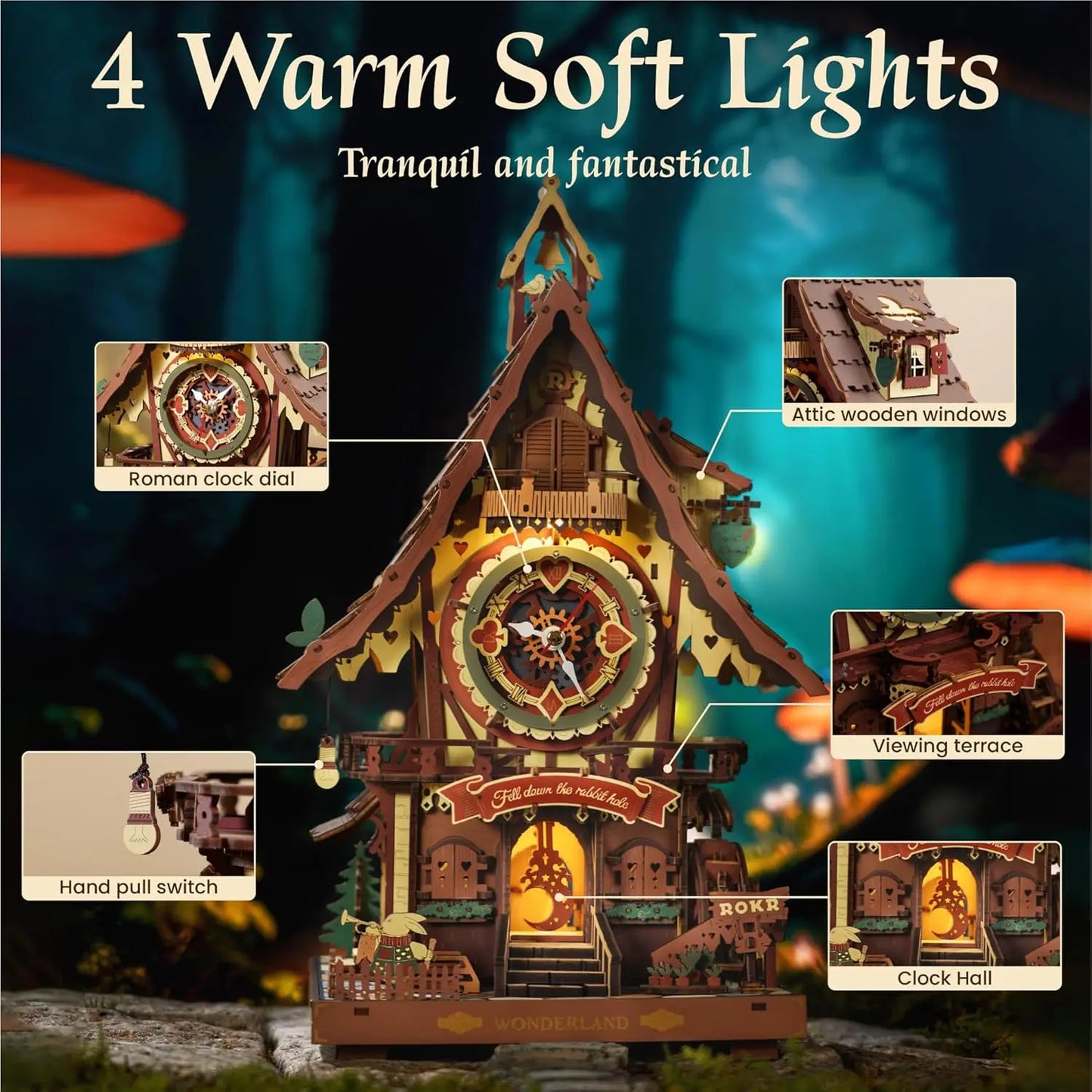 Robotime Rokr 3D Wooden Puzzle Cuckoo Clock Kit With Bird