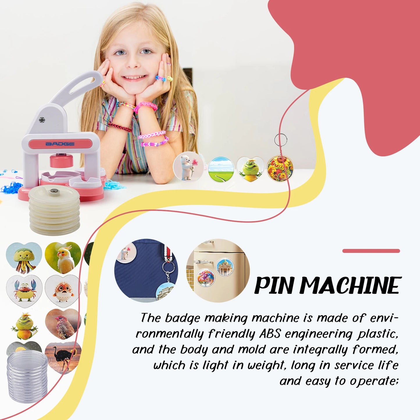 Hign Concerned Button Maker Machine DIY Badge Press Kit